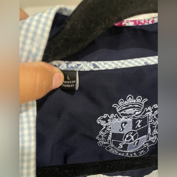 Eight X Long Sleeve Button Down Men Splatter Paint Size Large Plaid - Picture 4 of 4